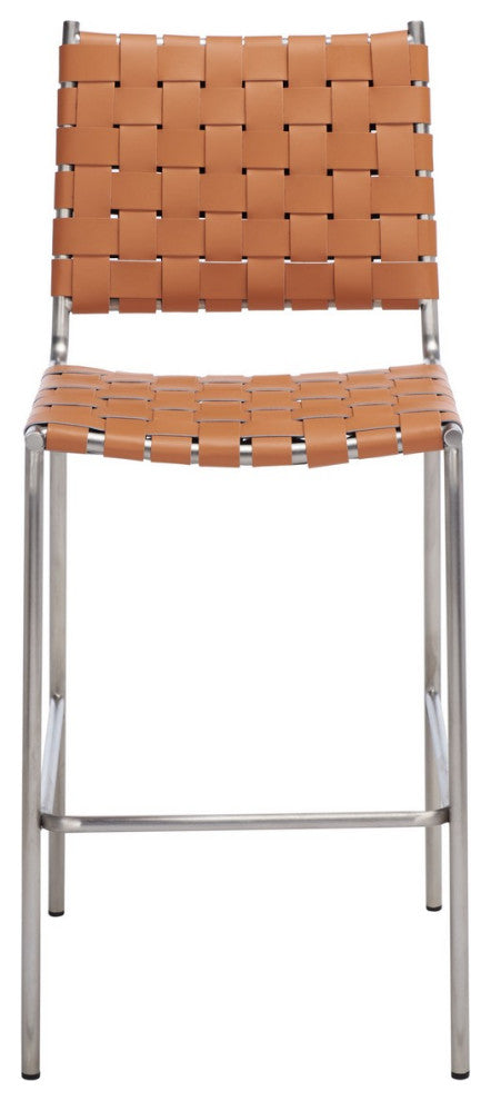 Safavieh Bahari Woven Counter Stool, Cognac/Silver