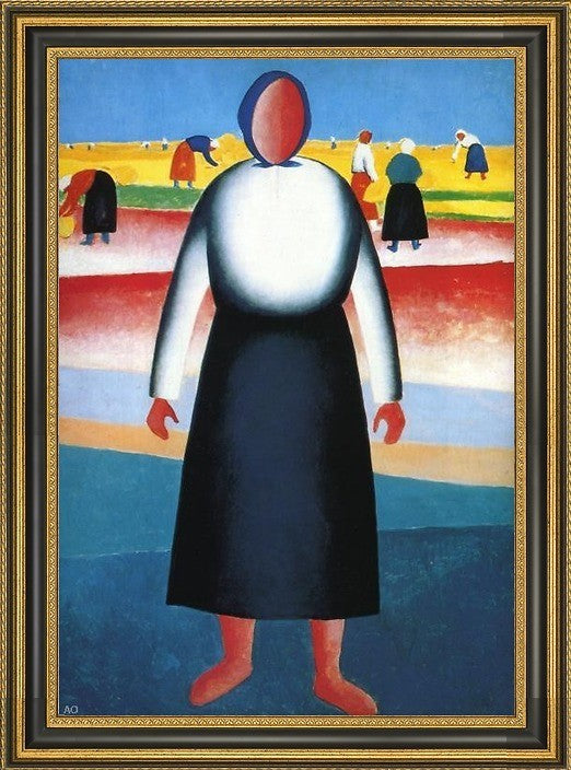 Kazimir Malevich Harvesting - 18" x 27" Framed Premium Canvas Print