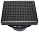 HEATGENE Square Shower Drain With Flat Cover and Base Flange, Matt Black, 4"