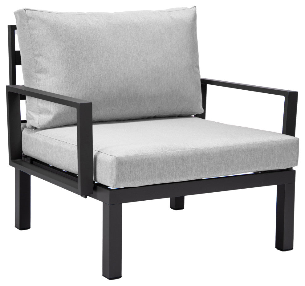 LeisureMod HSFBL-7LGR Hamilton 7-Pcs Conversation Set Fire Pit Table&Cushions