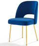 Side Dining Chair, Set of 2, Velvet, Metal, Blue Navy, Modern, Bistro Restaurant
