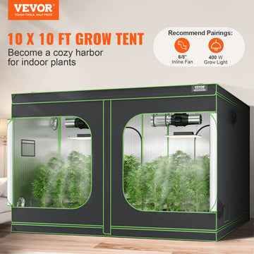 VEVOR Grow Tent 120 x 120 x 80in Indoor Growing Tent Hydroponic Window Door Tray