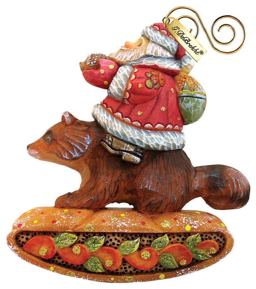 Hand Painted Santa On Raccoon Figurine Ornament