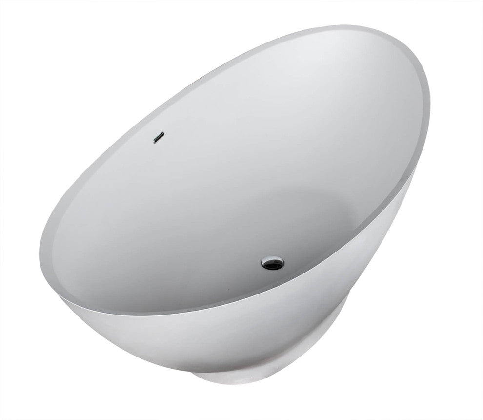 Rimini 34 x 73 Artificial Stone Freestanding Soaker Bathtub with Center Drain