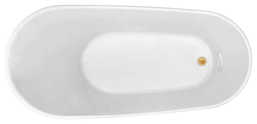 67" Streamline NPT9822GLD Soaking Freestanding Tub With Internal Drain