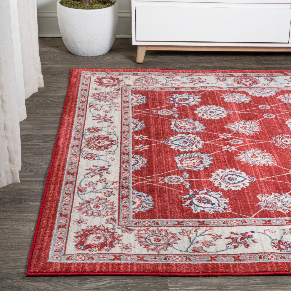Modern Persian Vintage Moroccan Red/Cream 4'x6' Area Rug
