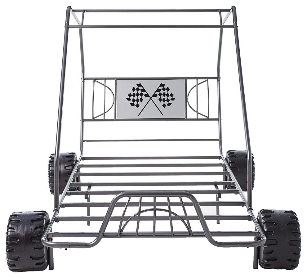 84" X 56" X 51" Twin Gunmetal Go Kart Bed