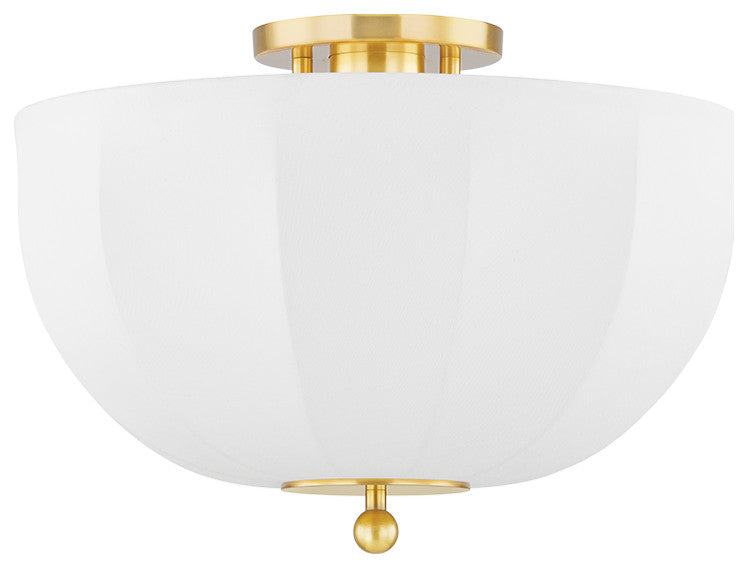 1 Light Flush Mount, Aged Brass