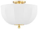 1 Light Flush Mount, Aged Brass