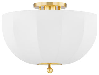 1 Light Flush Mount, Aged Brass
