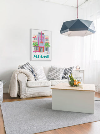 "Miami Art Deco" Floater Framed Painting Print on Canvas, 16"x24"