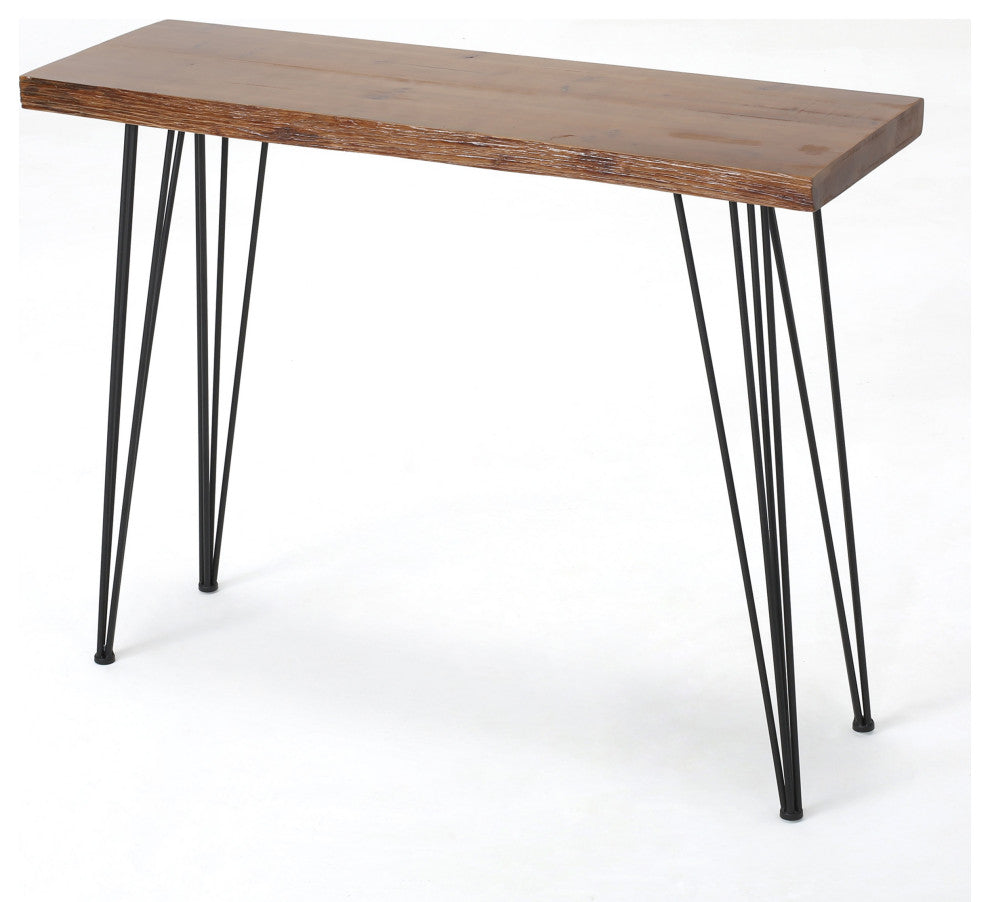 GDF Studio Regent Natural Finish Firwood Faux Live Edge Console Table