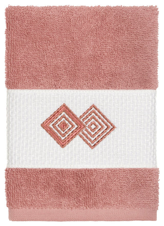 Linum Home Textiles Noah Embellished, Tea Rose, Washcloth, 2-Piece Set