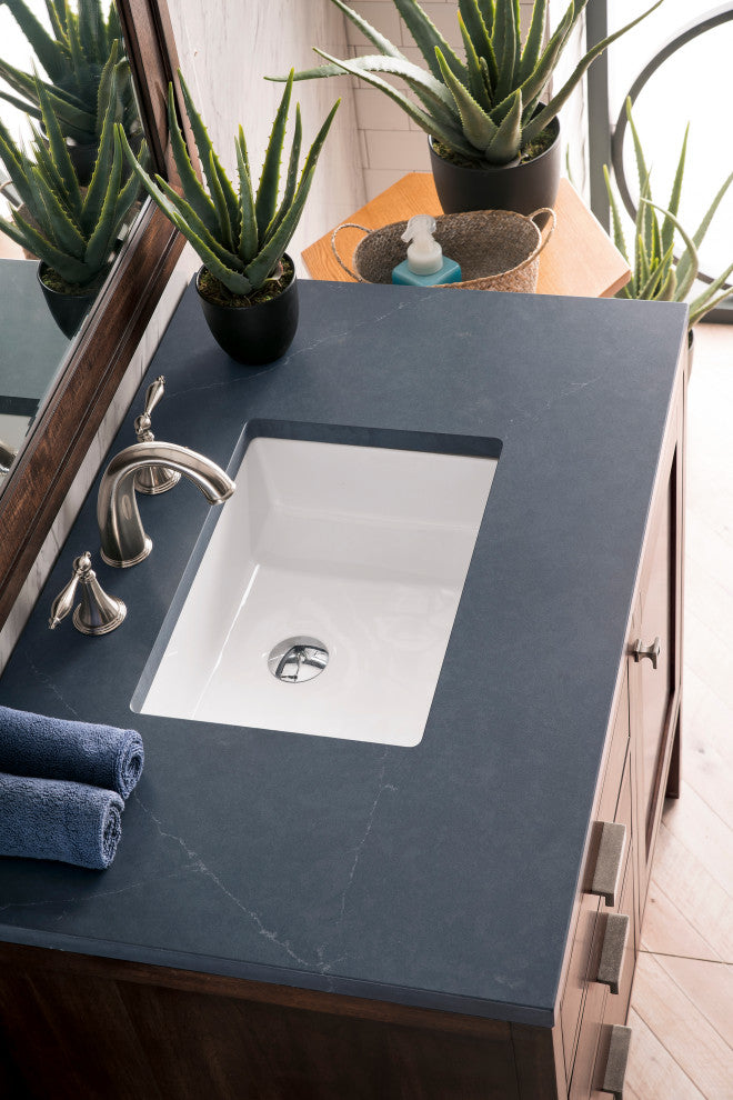 Addison 36" Single Vanity Cabinet, Mid Century Acacia,  Charcoal Soapstone