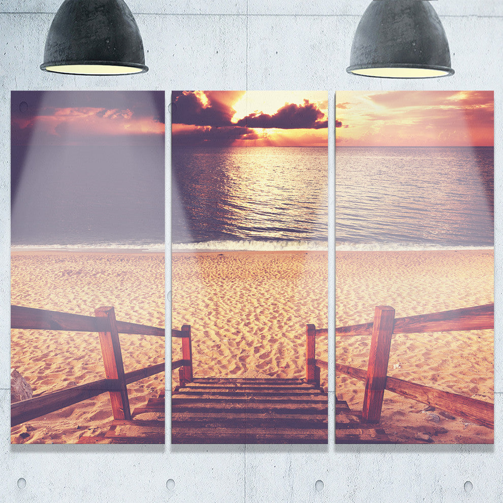 "Wood Boardwalk in at Evening" Metal Wall Art, 3 Panels, 36"x28"