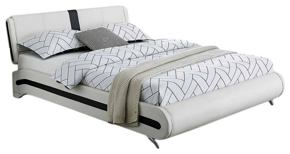 White Platform Queen Bed With Two Nightstands