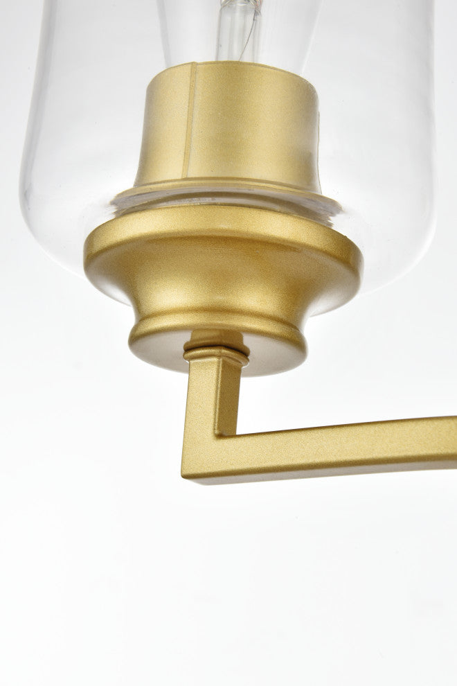 2 Light Brass And Clear Bath Sconce