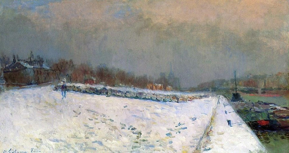 Albert Lebourg The Port of Bercy in Winter Snow Effect Gallery Wrapped Canvas