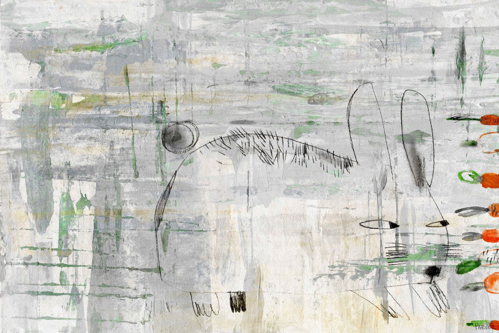 "Sneaky Rabbit" Painting Print on Wrapped Canvas, 36"x24"