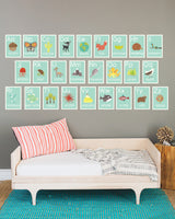 Blue Nature Alphabet Card, Print , 26 Piece Set, 5"x7"