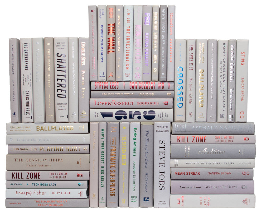 Modern Book Wall Set, Marble, Set of 50