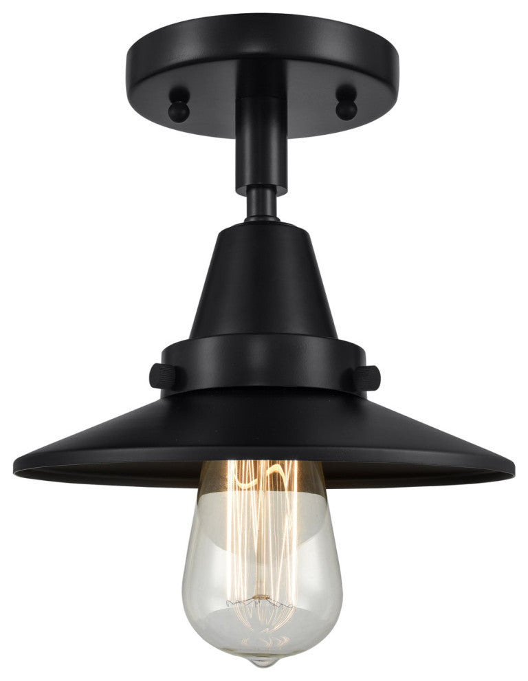 Innovations 447-1C-BK-M6 Railroad 1 Light 8" Flush Mount, Matte Black