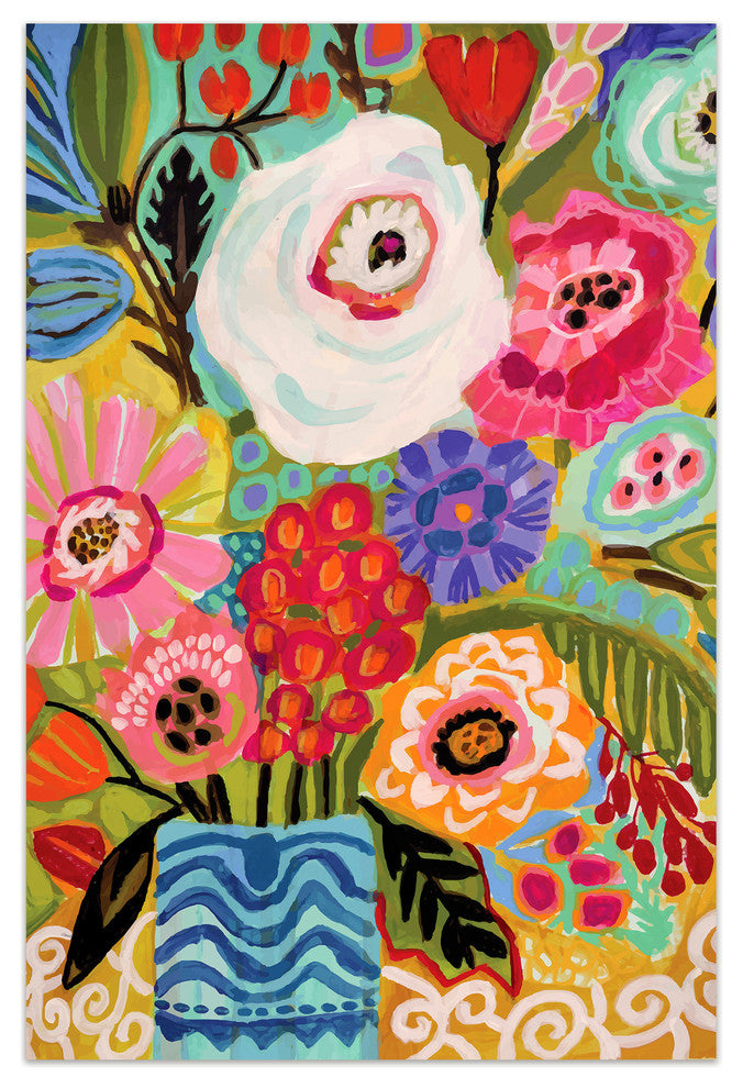 "Fresh Flowers in Vase II" Glass Wall Art Free Floating Tempered Glass Print