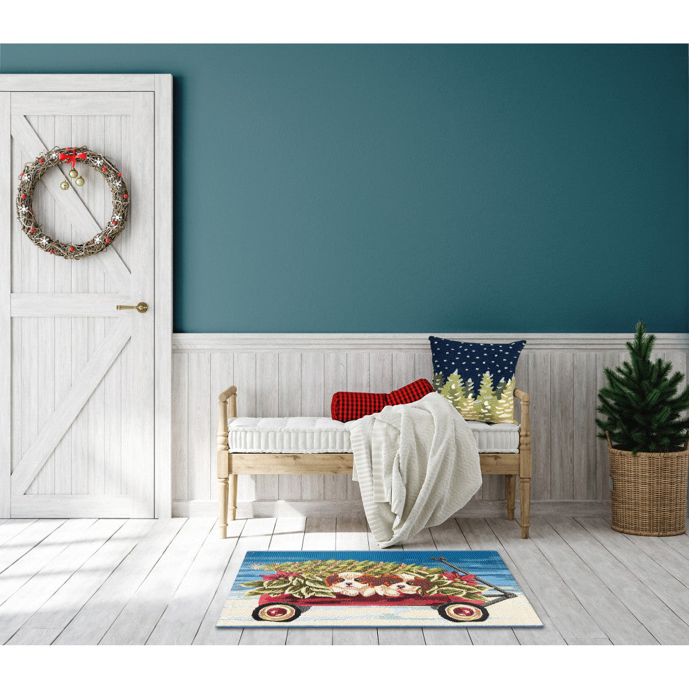 Esencia Wagon Wonderland Indoor/Outdoor Mat Blue 2'5"x3'11"