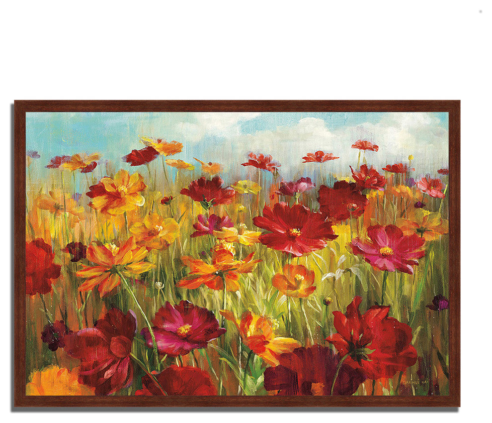 "Cosmos In The Field" By Danhui Nai, Framed Painting Print, Ready To Hang