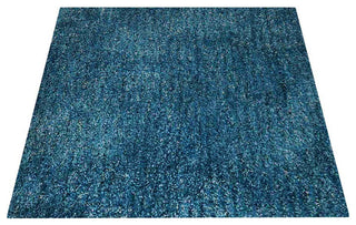 HAND TUFTED SHAG POLYESTER ECO-FRIENDLY AREA RUGS- Turquoise&White Color, Solid