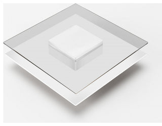 Modrest Clarion White and Clear Glass Coffee Table
