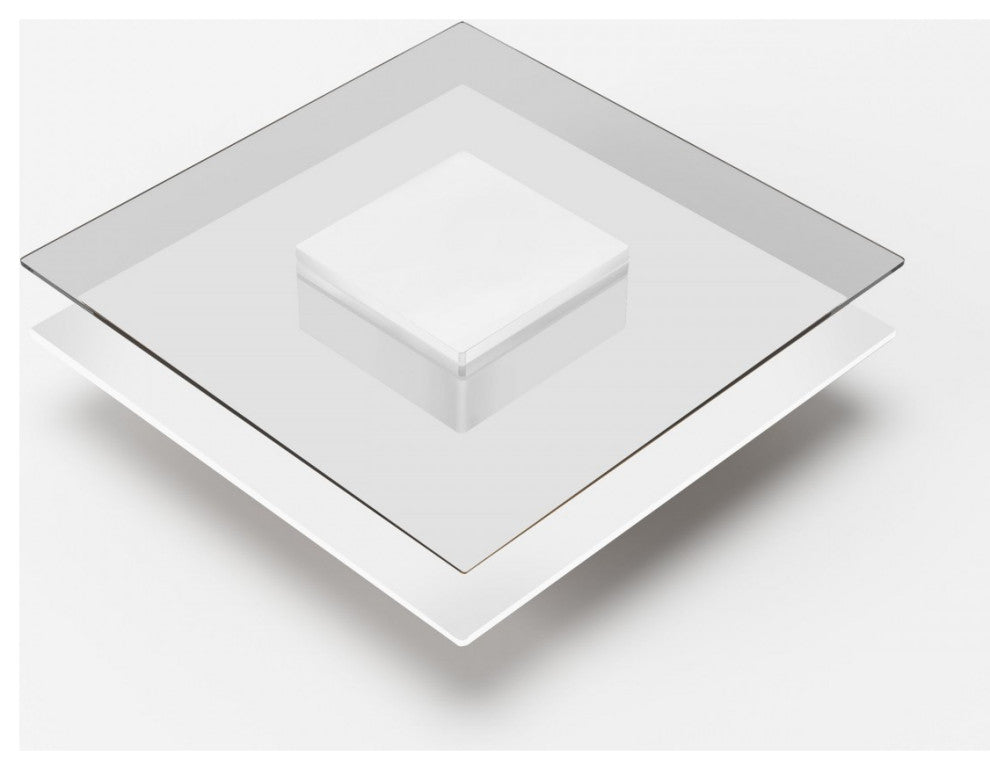 Modrest Clarion White and Clear Glass Coffee Table
