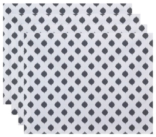 Cop-Ikat Geometric Print Placement, Classic Gray, Set of 4