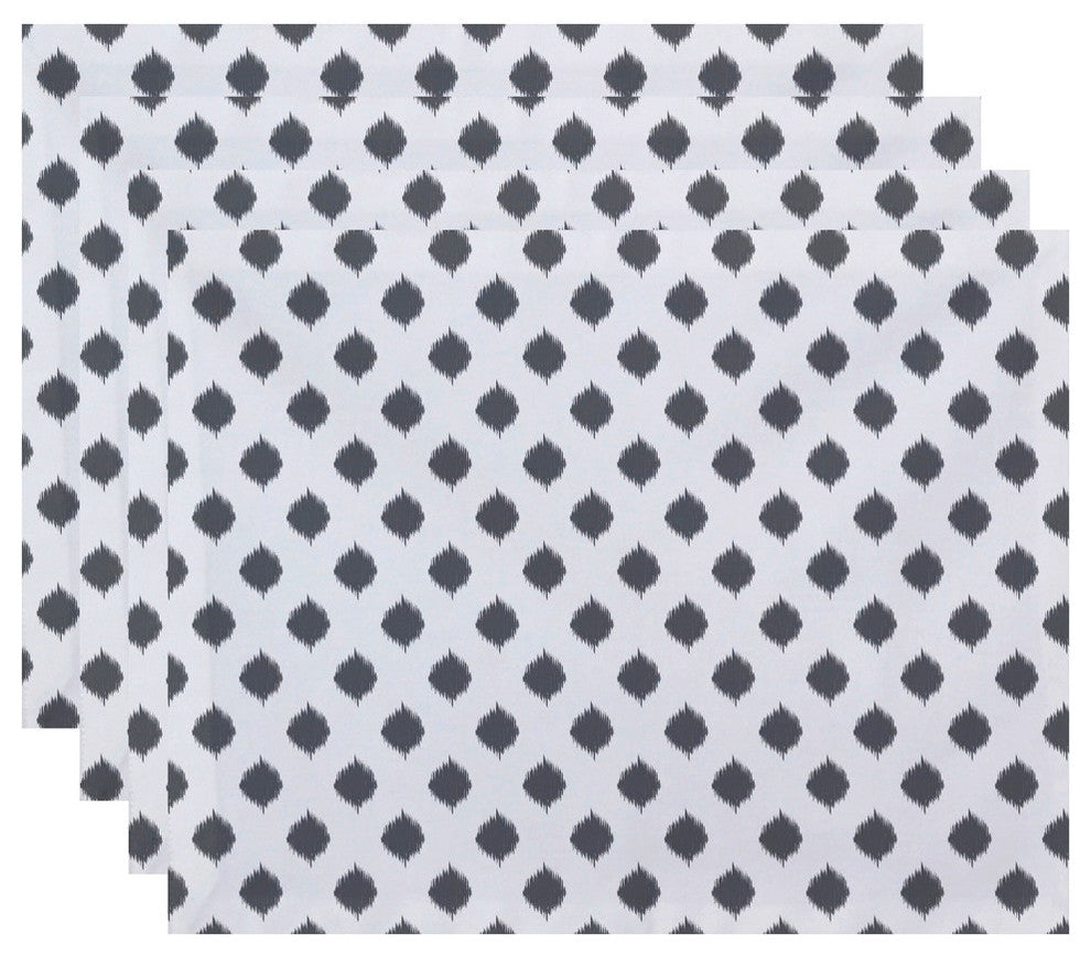 Cop-Ikat Geometric Print Placement, Classic Gray, Set of 4