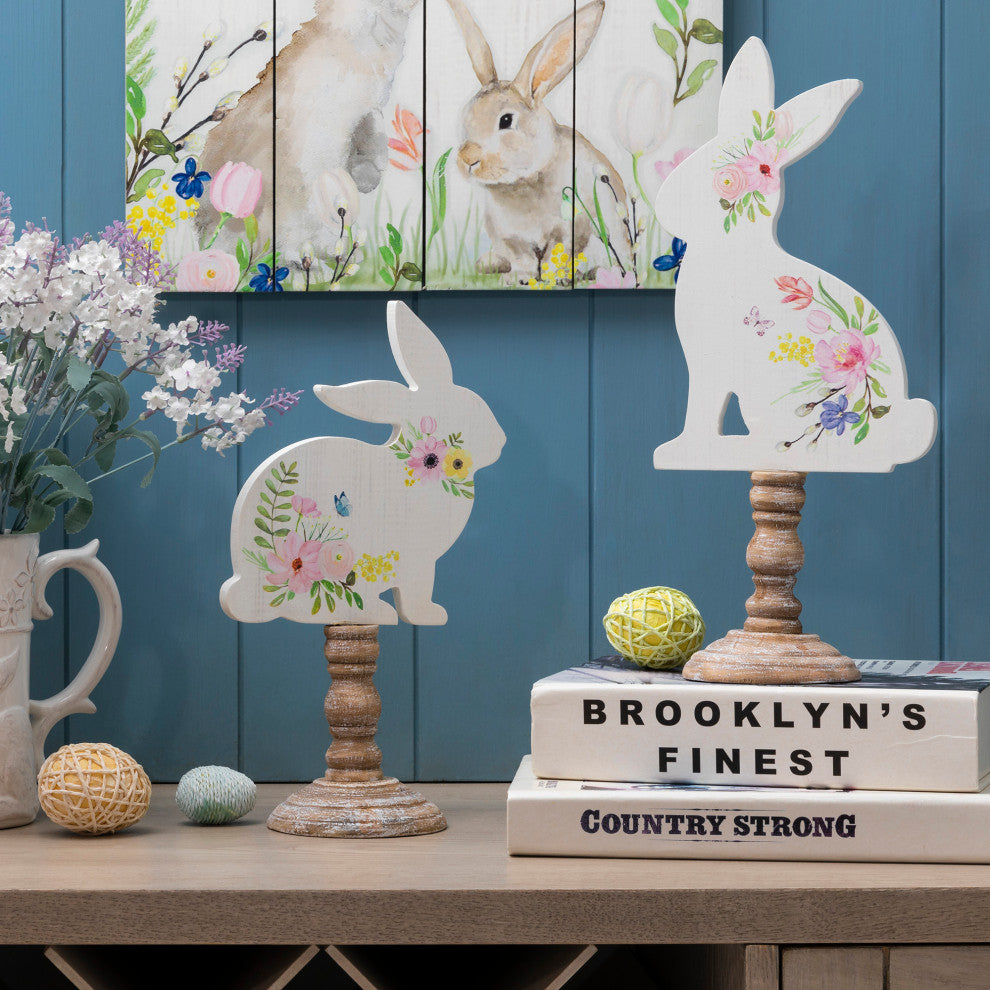 Easter Wooden Bunny Table Decor, Set of 2