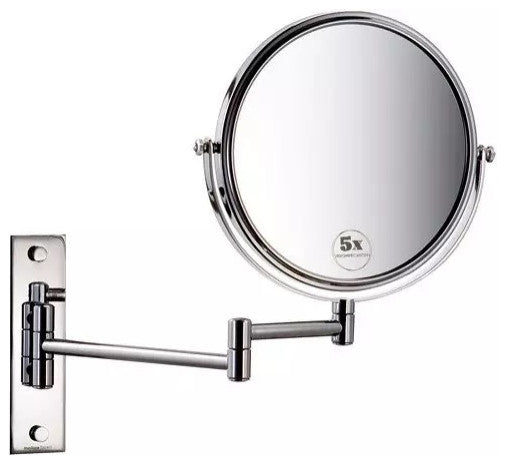 Wall mount 8" Two sided swivel magnification mirror, Chrome