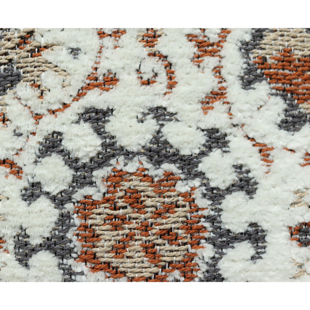Off-White Machine Woven with Tassels Burbank Throw Pillow, 20" x 20"