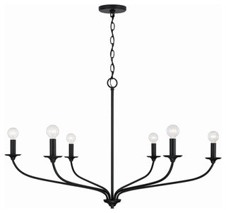 Dolan Six Light Chandelier, Matte Black