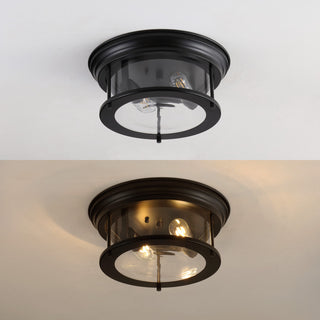 Lauren 13.25" 2-Light Metal/Glass LED Flush Mount, Black