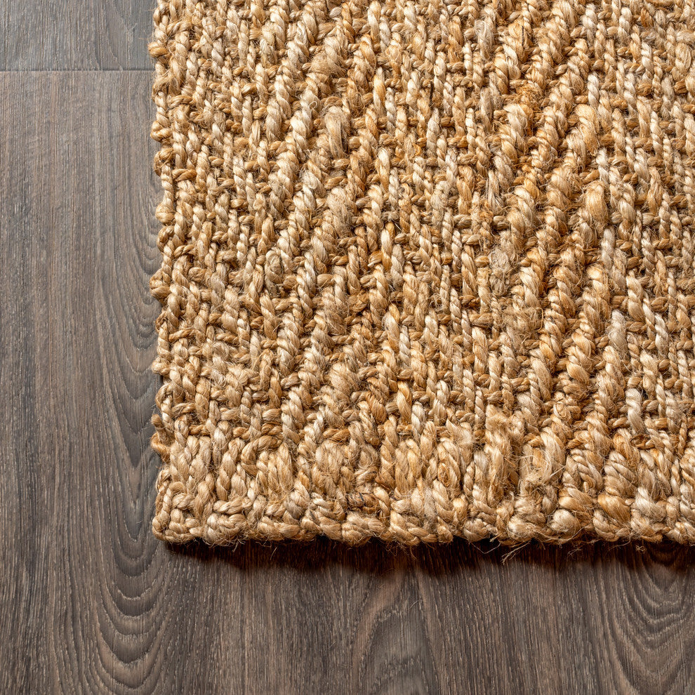 Espina Hand Woven Herringbone Chunky Jute Natural 8' x 10' Area Rug