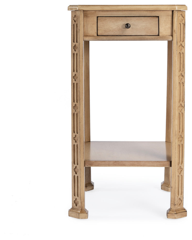 Moyer Wood Side Table With Storage, Antique Beige
