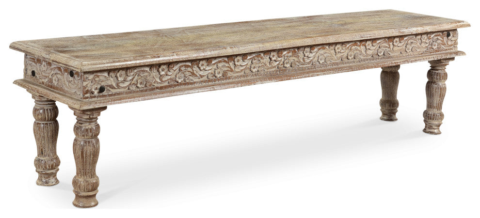 Driftwood Carved Bench