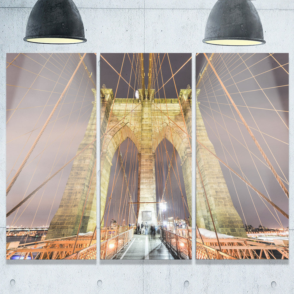 "Brooklyn Bridge Tower and Cabling" Metal Wall Art, 3 Panels, 36"x28"