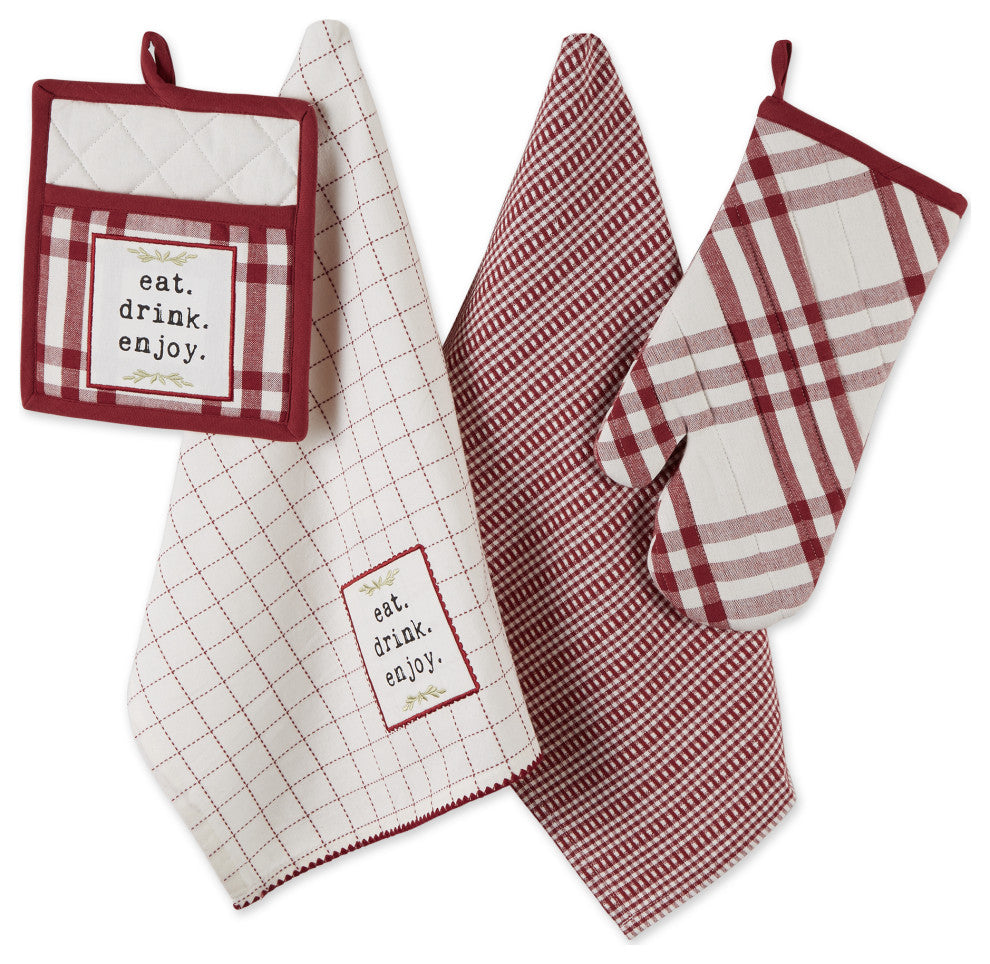 Barn Red Home Sweet Farmhouse Kitchen (Set of 4)