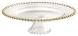 Elegance 12" Beaded Footed Cake Stand, Gold