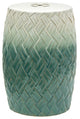 18" Carved Woven Design Porcelain Garden Stool
