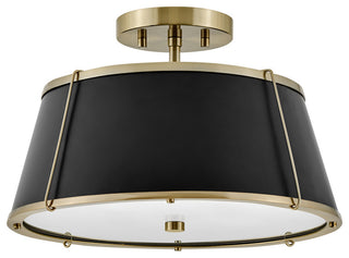 Hinkley Clarke 15" Semi-Flush Mount Ceiling Light, Black + Warm Brass