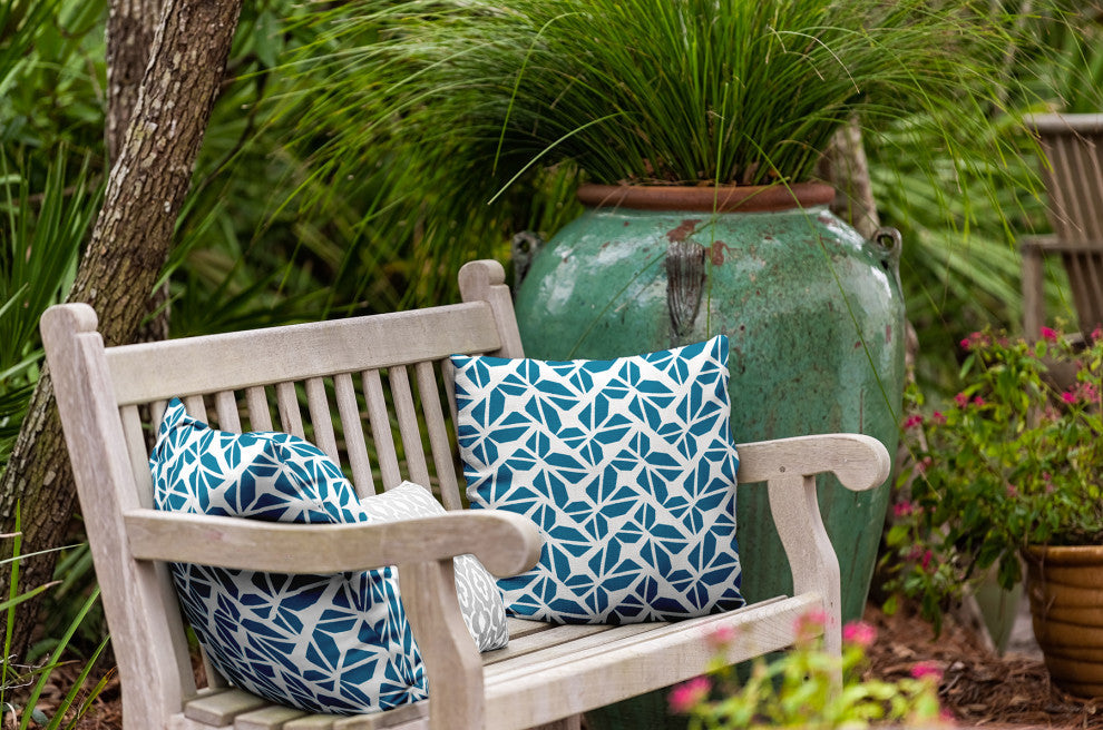 Kaleidoscope Graffiti Indoor/Outdoor Throw Pillow, Unreal Teal, 18"x18"