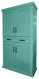 Extra Wide Coastal Kitchen Pantry Cabinet, Aqua Fiesta