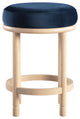 Monette Upholstered Bar and Counter Stool, Navy, Velvet, Natural Finish